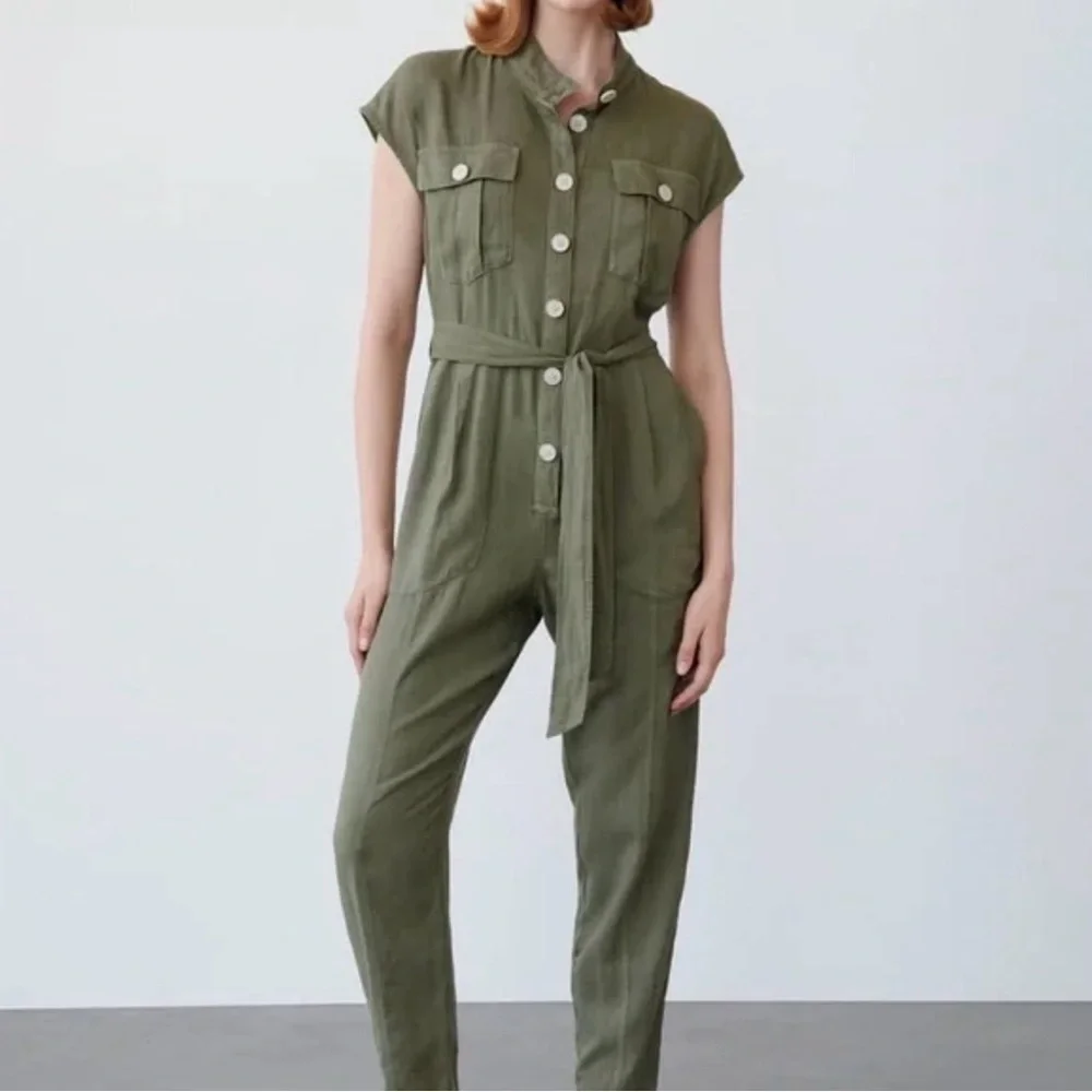 Zara Linen belted jumpsuit